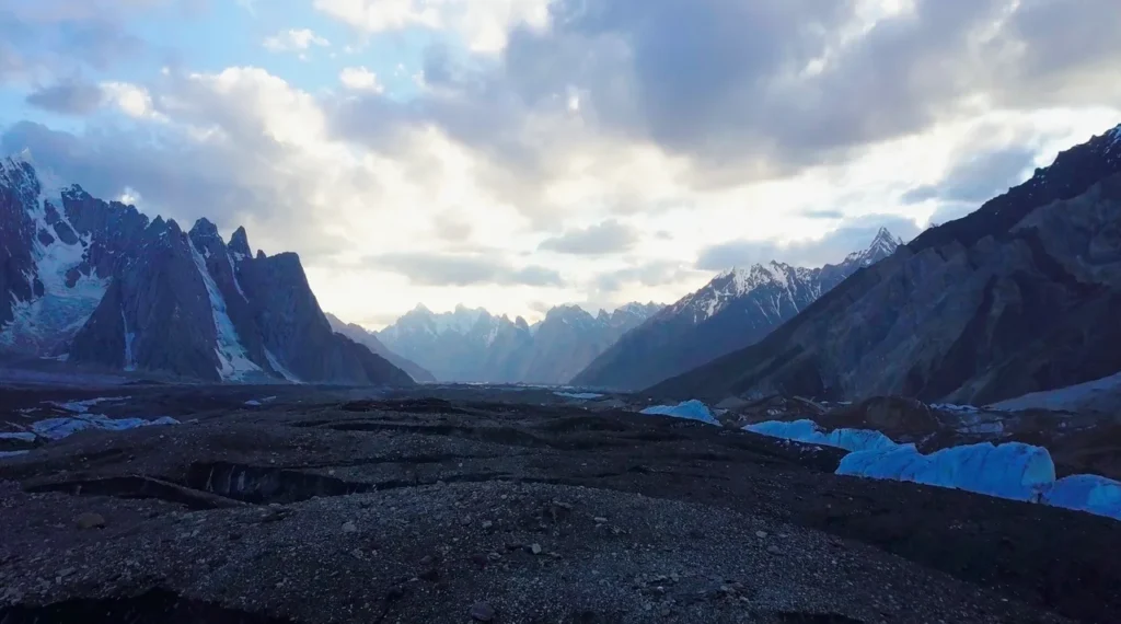 Sunset at Concordia, the glacial junction on the Baltoro where the trek to Broad Peak base camp passes