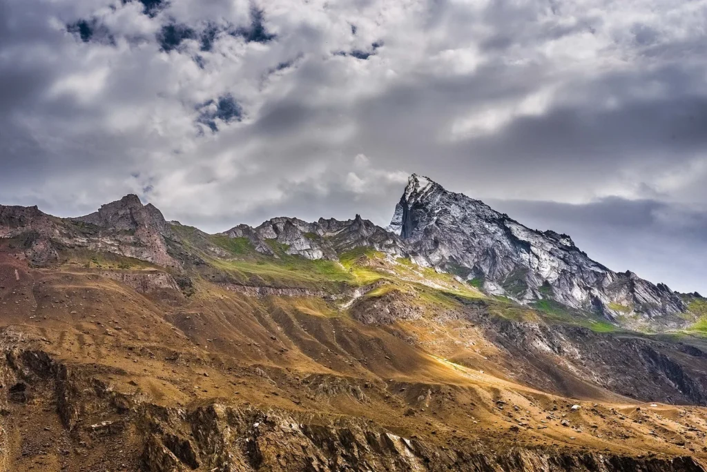 Granite peaks rising above Hushe village in Ghanche, Gilgit-Baltistan