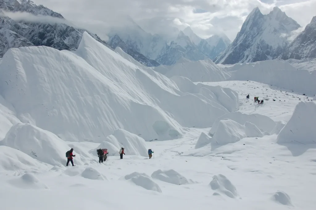Mitre Peak rising above the Baltoro Glacier near Concordia on the K2 trekking route