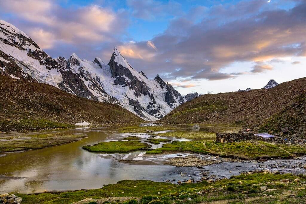 Laila Peak (6,096 m), the spear-shaped spire above the Hushe Valley in the Karakoram, Gilgit-Baltistan