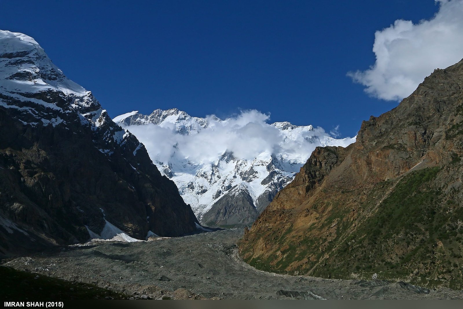 The Batura Wall, an 11 km ridge above 7000 m, seen from Gutum Talji in Hunza