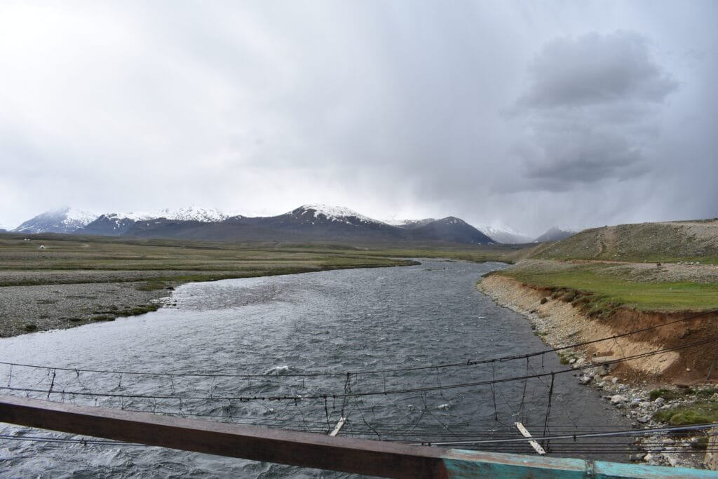 Bara Pani stream running through the green Deosai Plains in summer