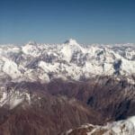 Aerial view of Kanjut Sar (7,760 m) and Yukshin Gardan Sar in the Hispar Muztagh, Karakoram