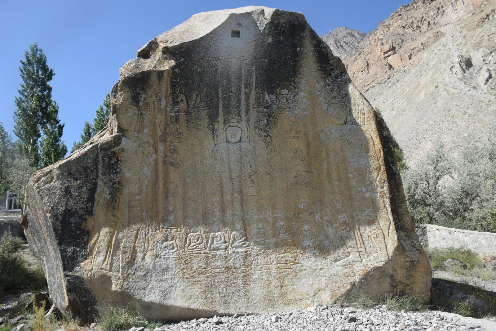 The 8th-century Manthal Buddha Rock relief carving near Skardu