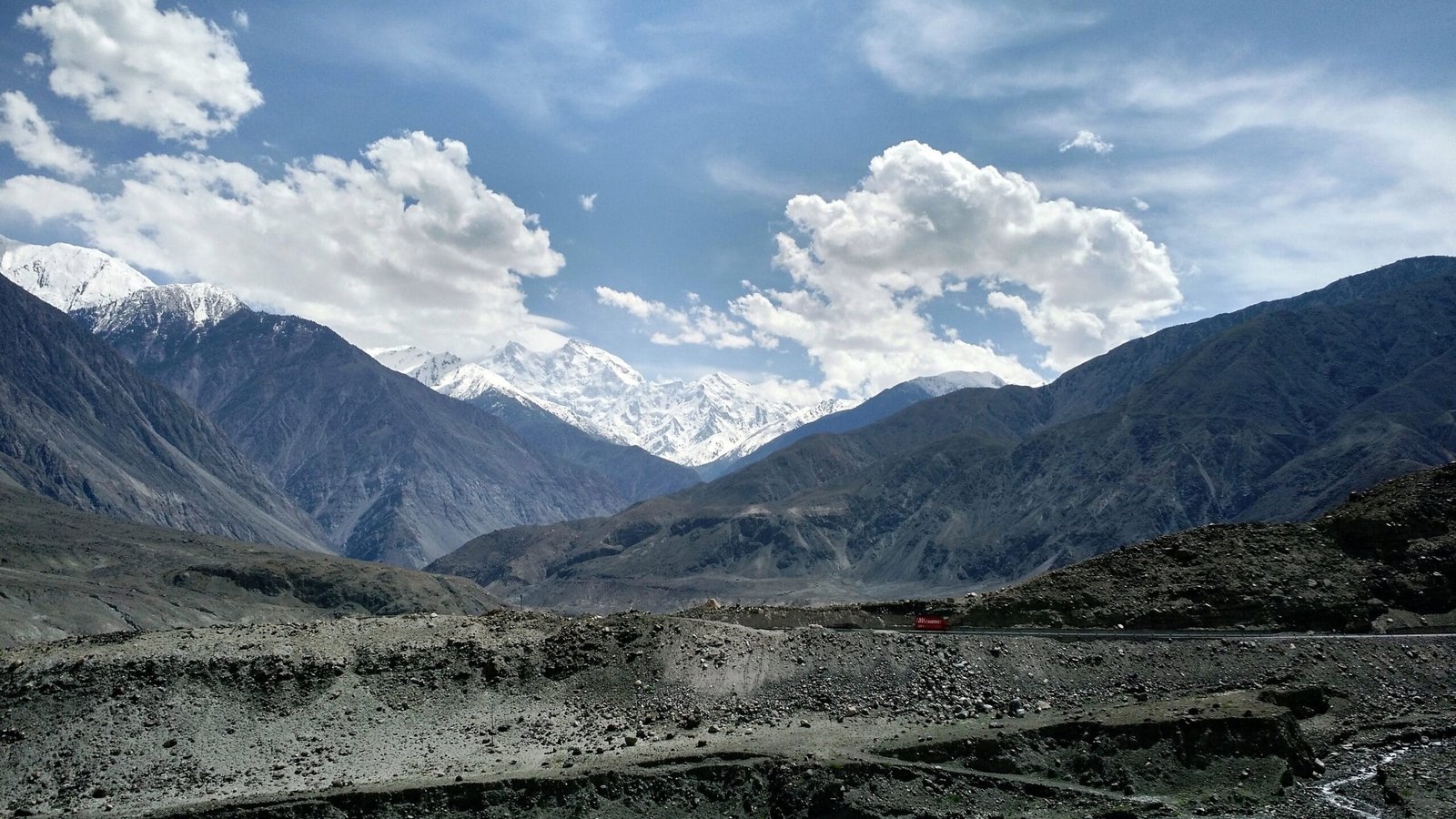 Nanga Parbat massif seen from the Karakoram Highway near Chilas