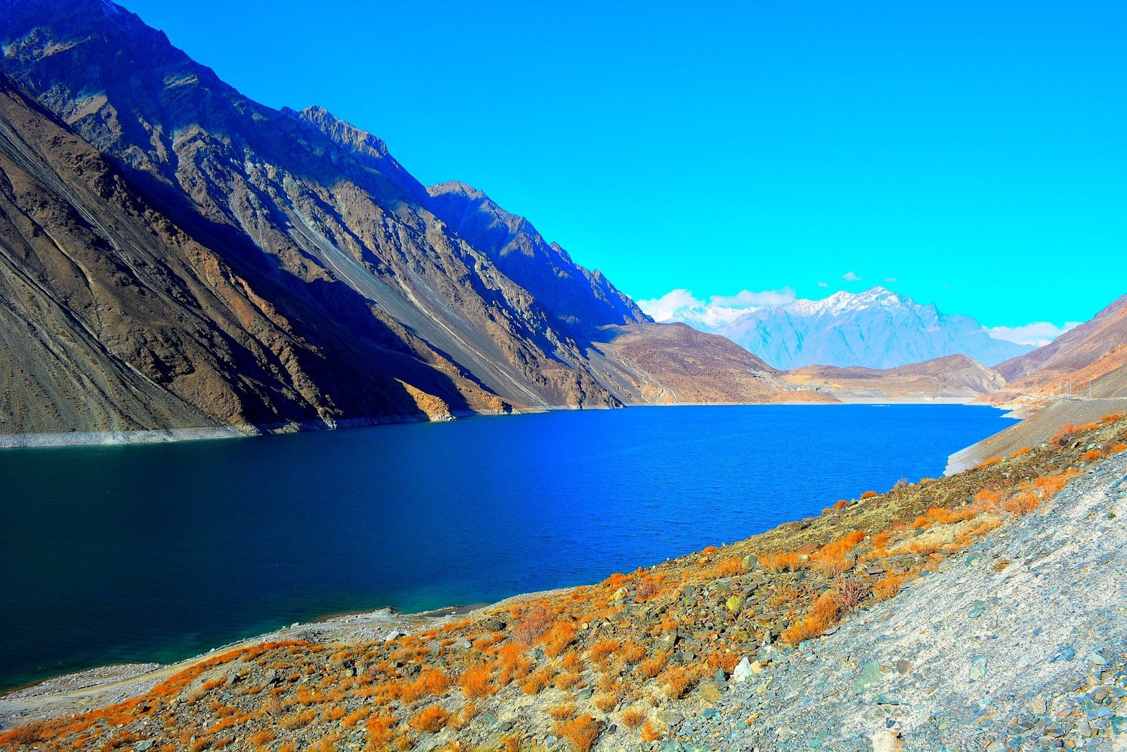 Satpara Lake, a glacial lake near Skardu fed by the Deosai Plains