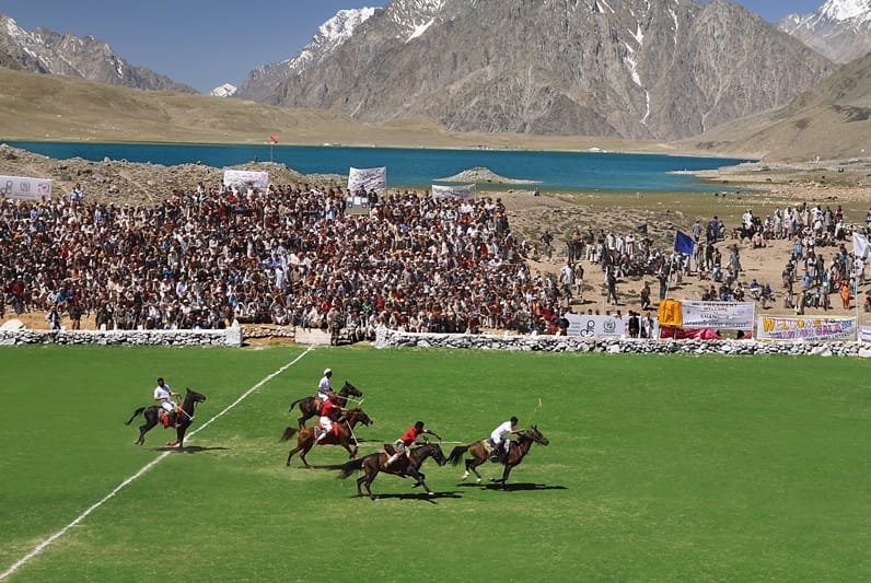 The Shandur Polo Ground, the world's highest polo field, set on the Shandur Pass plateau