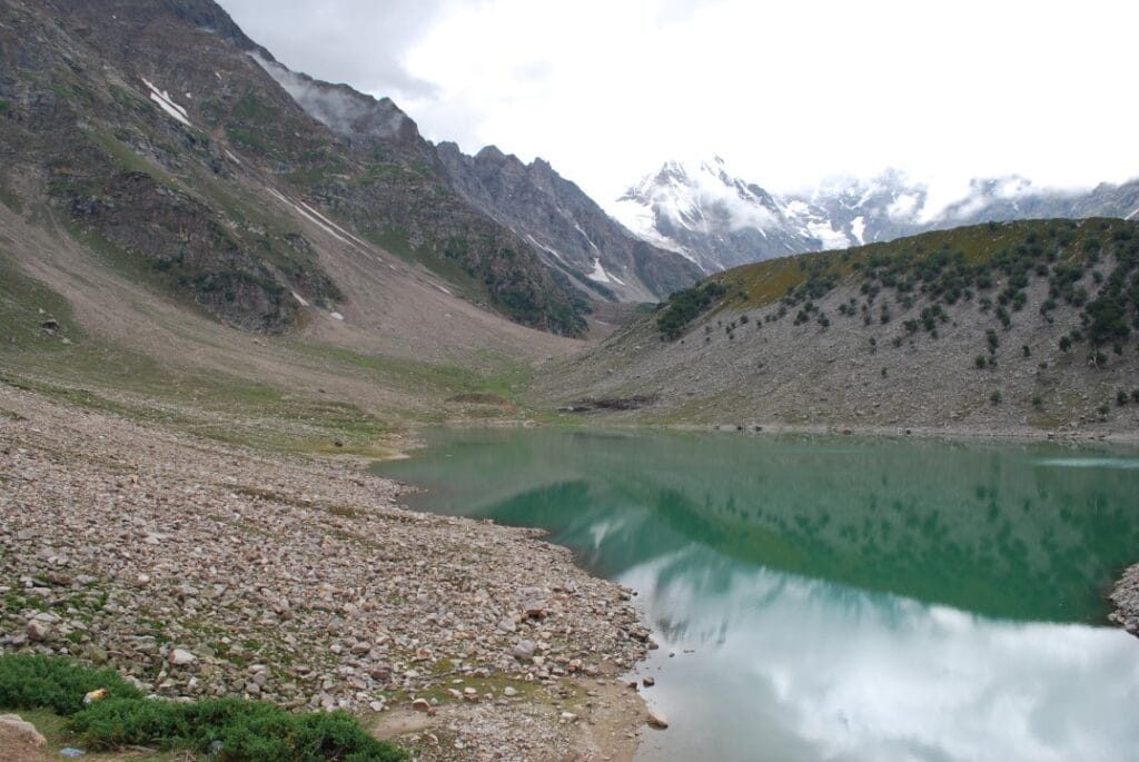 Rama Lake in Astore Valley with Nanga Parbat rising behind it