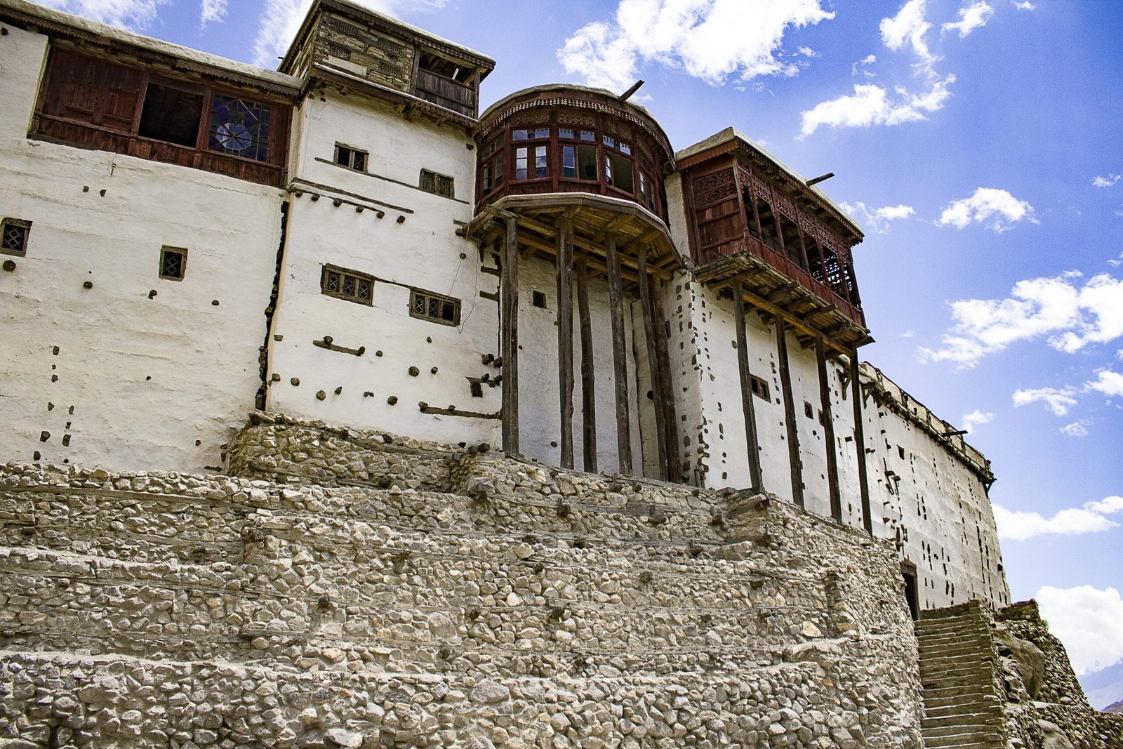 Baltit Fort standing on a ridge above Karimabad in Hunza Valley