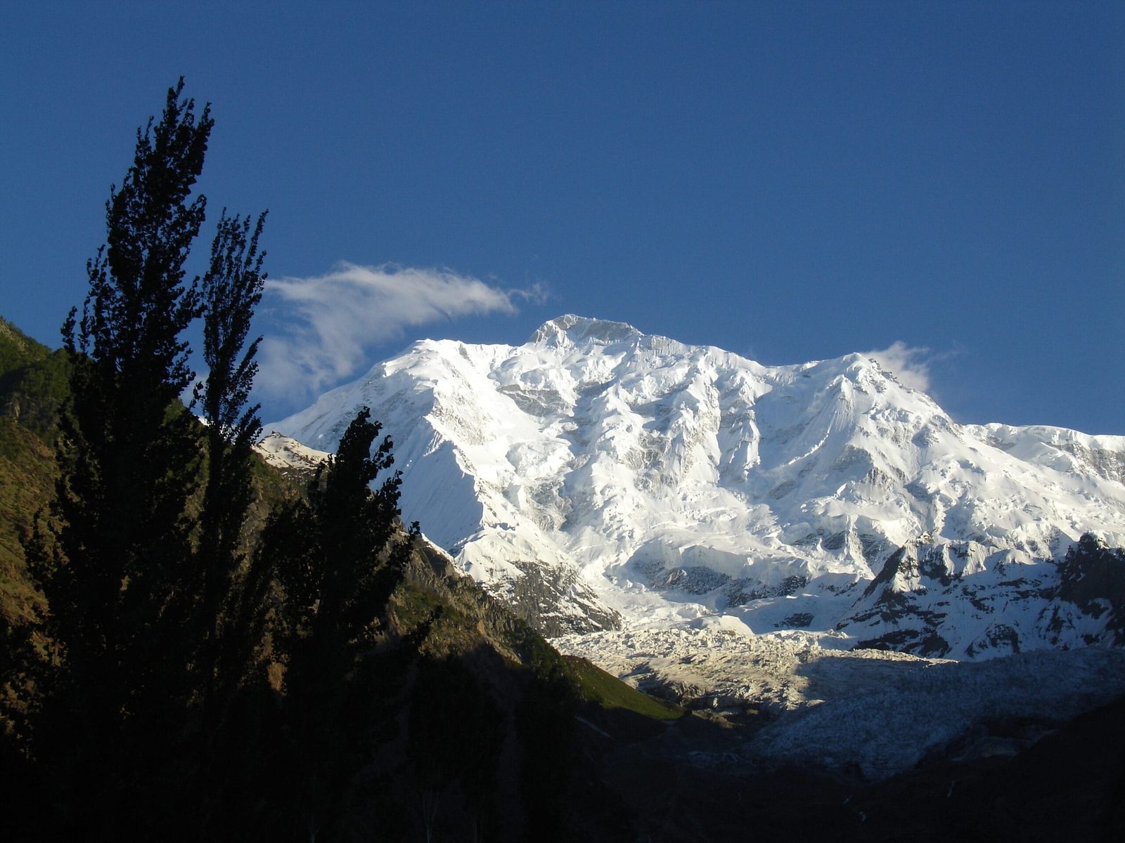 Rakaposhi 7788 m north face seen above the Hunza valley, Gilgit-Baltistan