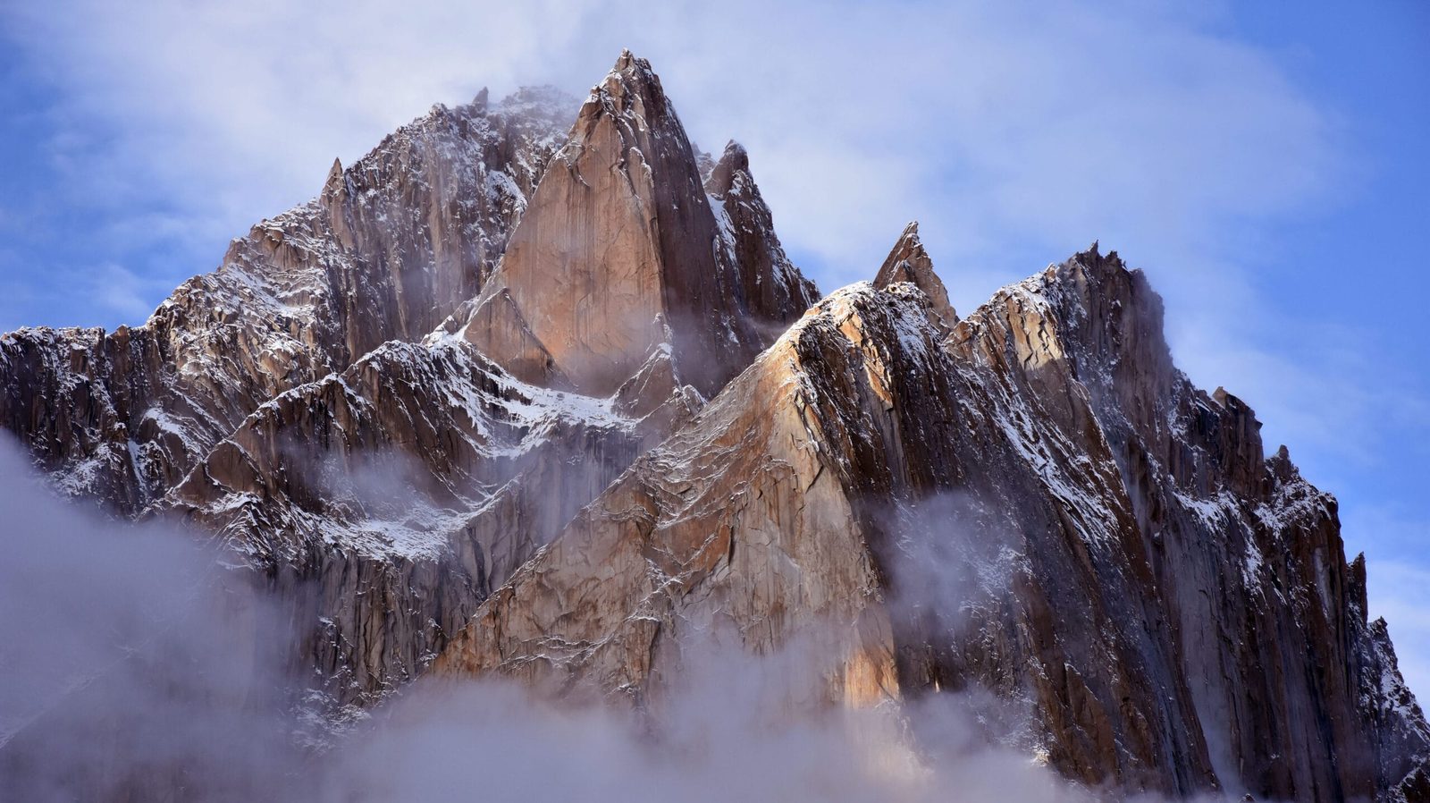 Lobsang Spire, a granite tower above the Baltoro Glacier near Urdukas, Gilgit-Baltistan, Pakistan