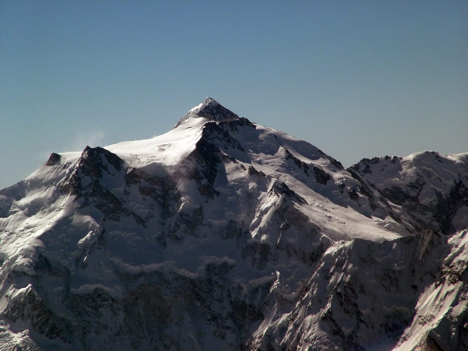 Upper Rakhiot Face and summit of Nanga Parbat with the Mazeno Ridge running to the right