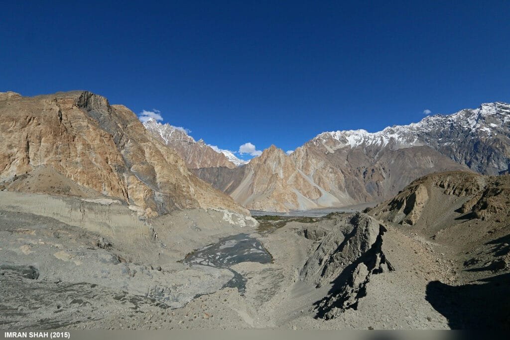 Passu village and the Passu Glacier beside the Karakoram Highway in upper Hunza