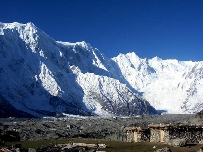 Snow and ice on the Passu massif above Passu village in upper Hunza