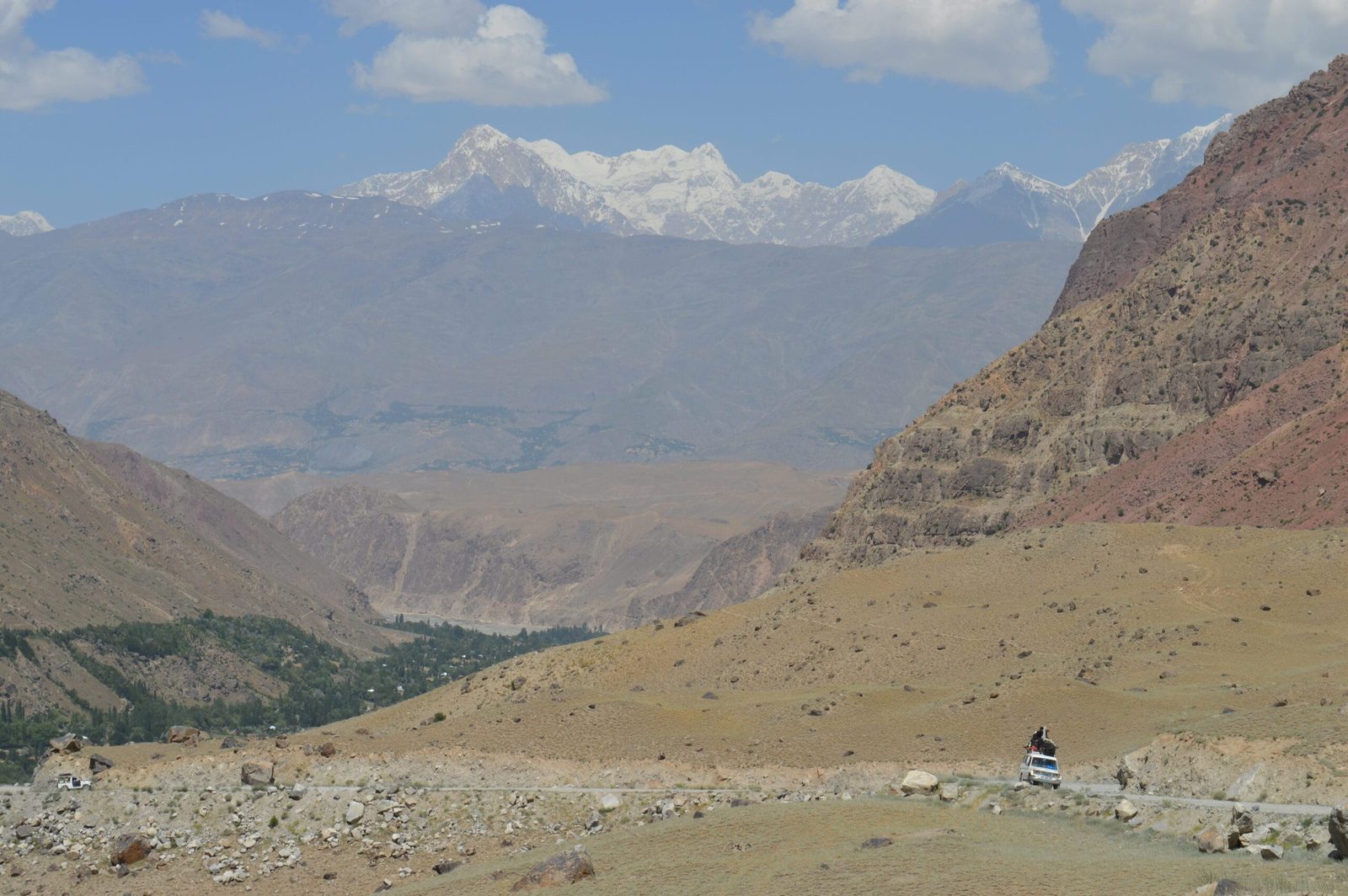 Tirich Mir vom Dorf Parwak in Chitral, Pakistan, aus gesehen