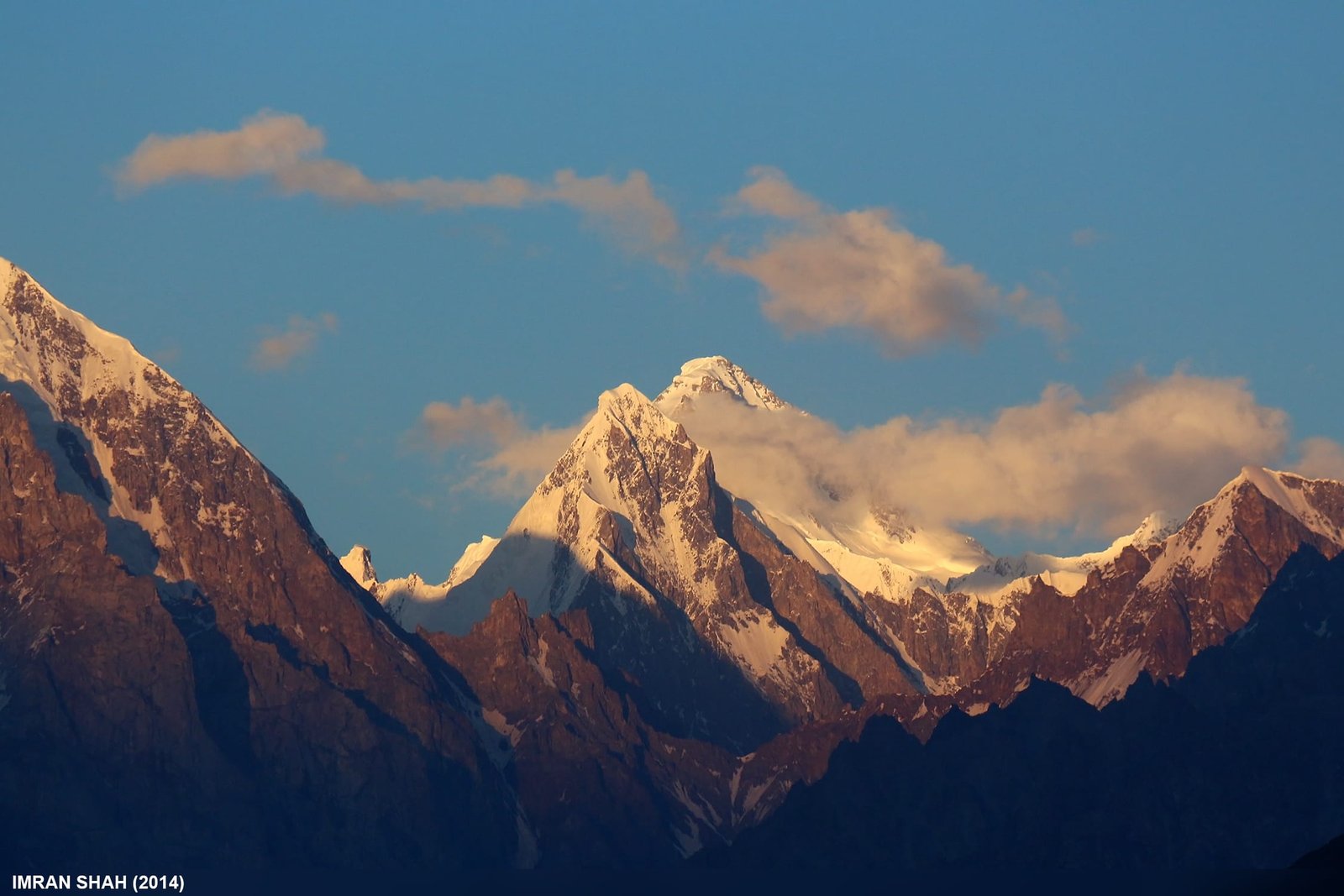 Trivor (7,577 m) in the Hispar Muztagh seen from Aliabad in the Hunza Valley
