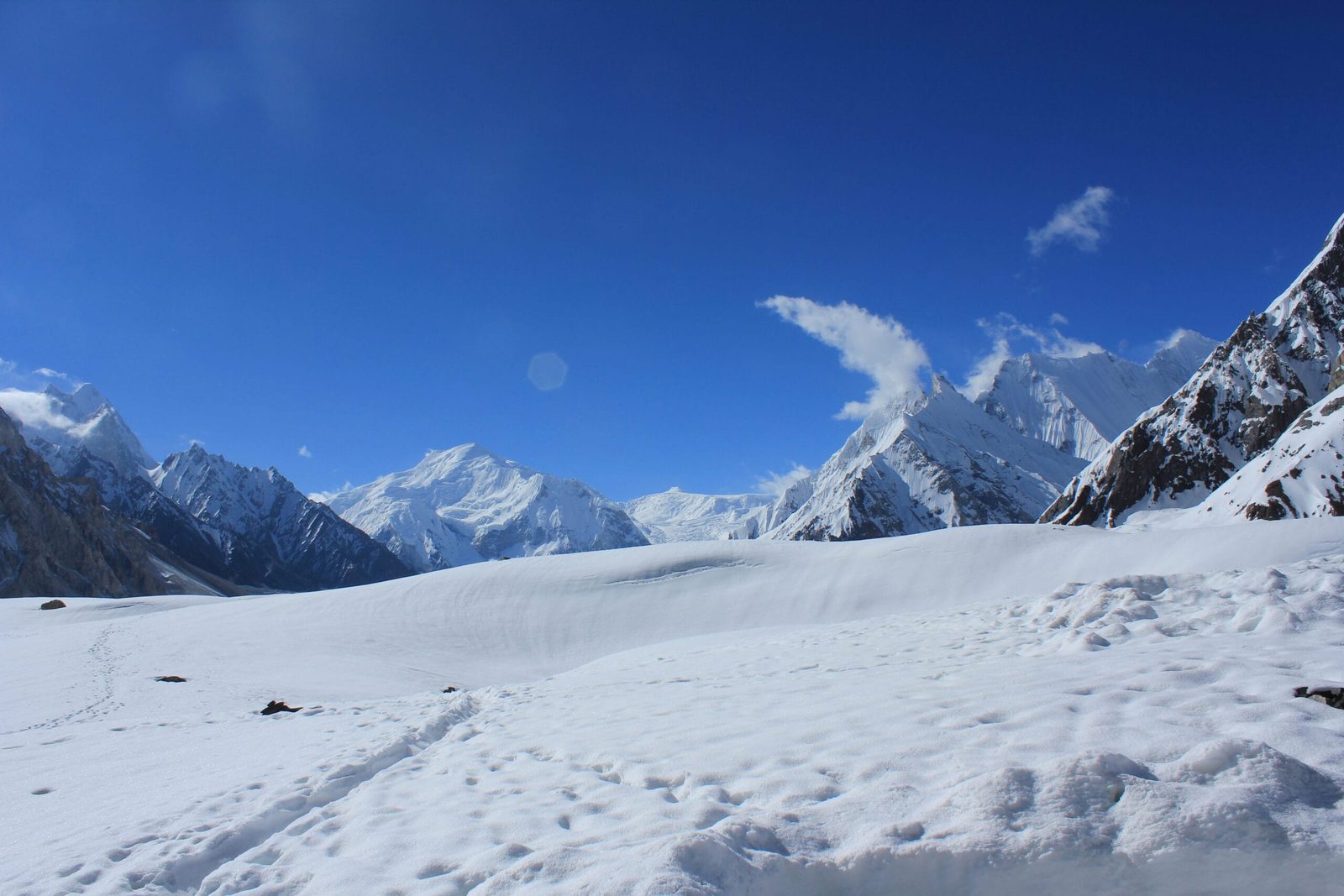 The upper Baltoro Glacier above Concordia, the approach route towards Sia Kangri base camp