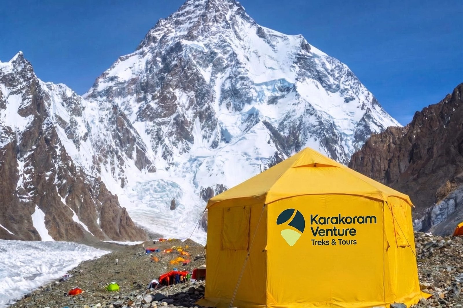 Karakoram Venture mess tent at K2 Base Camp below the south face of K2 (8,611 m)