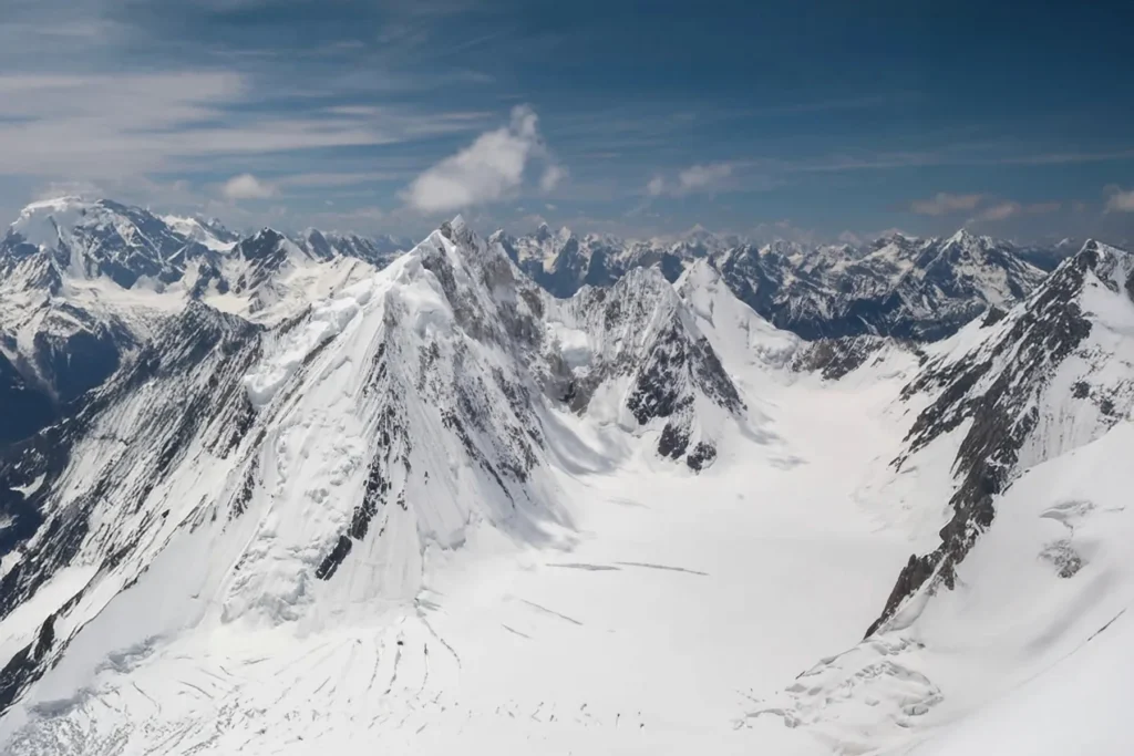 Karakoram peaks ringing a high glacier basin